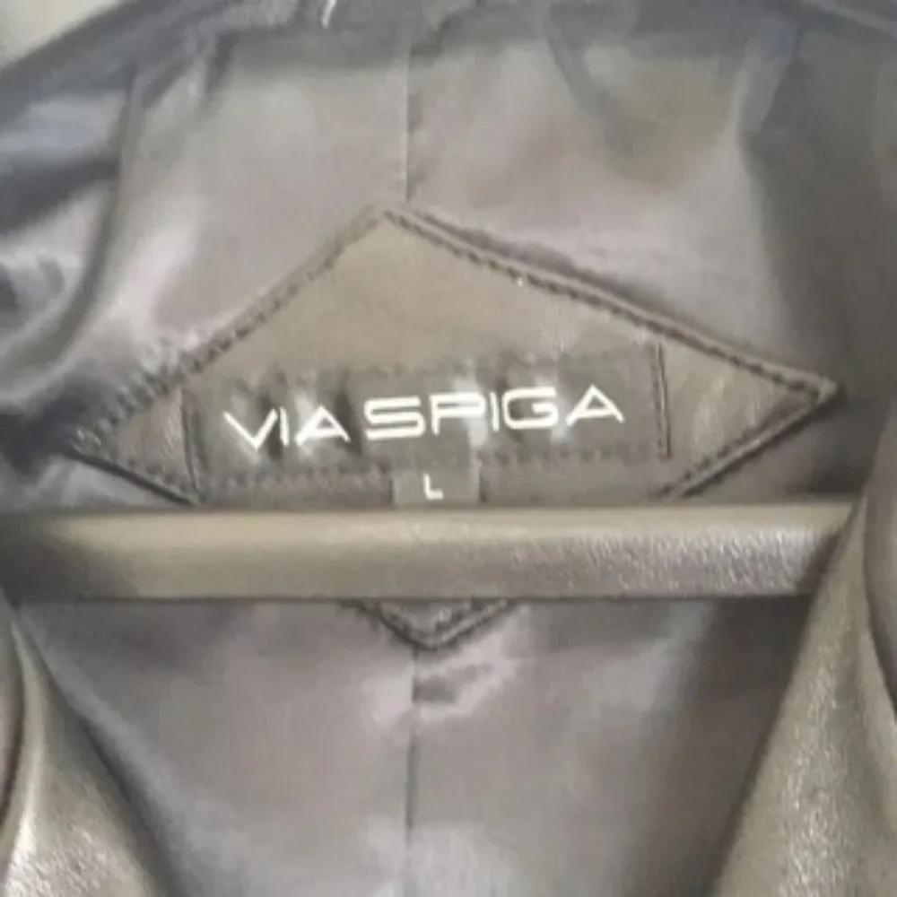 VIA SPIGA Black Leather Motorcycle Jacket - Picture 4 of 6
